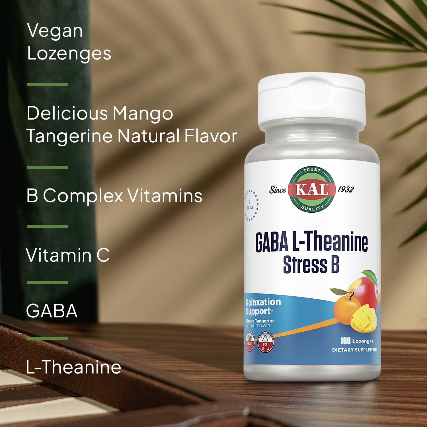 Bottle of KAL GABA L-Theanine Stress B Lozenge