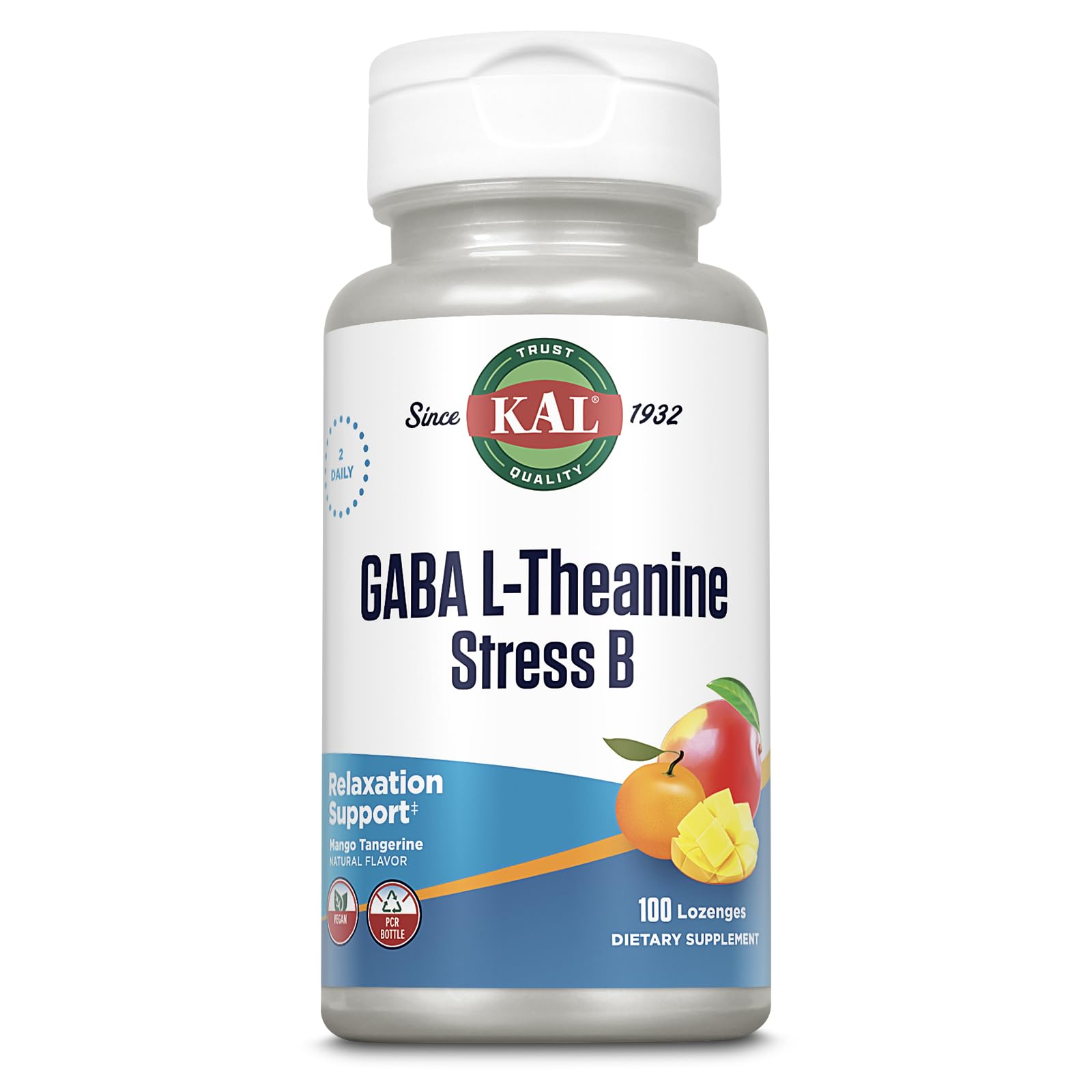 Front packaging of KAL GABA L-Theanine Stress B Lozenge
