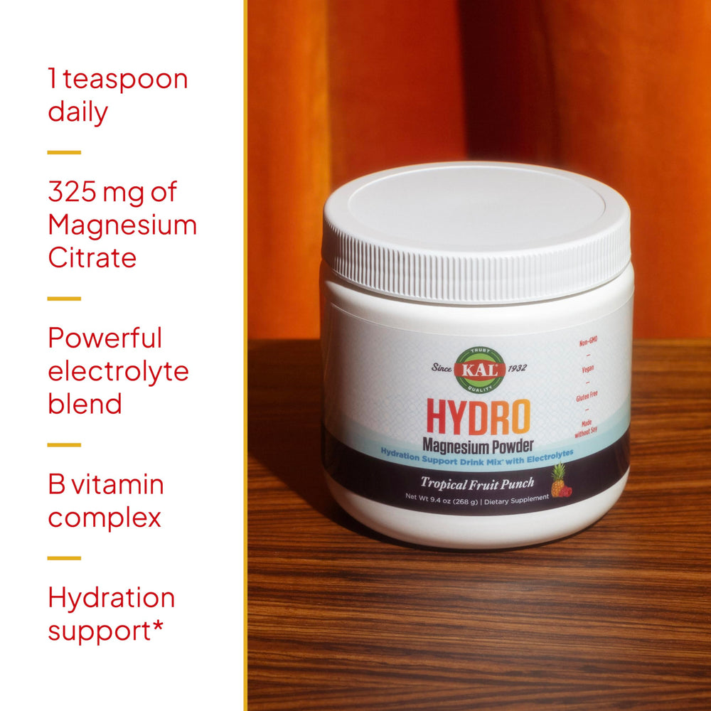 Ingredients highlight: magnesium citrate, electrolytes and vitamins in KAL Hydro formula