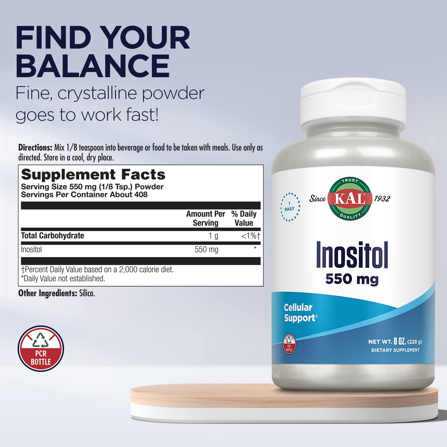 Close-up of crystalline Inositol powder