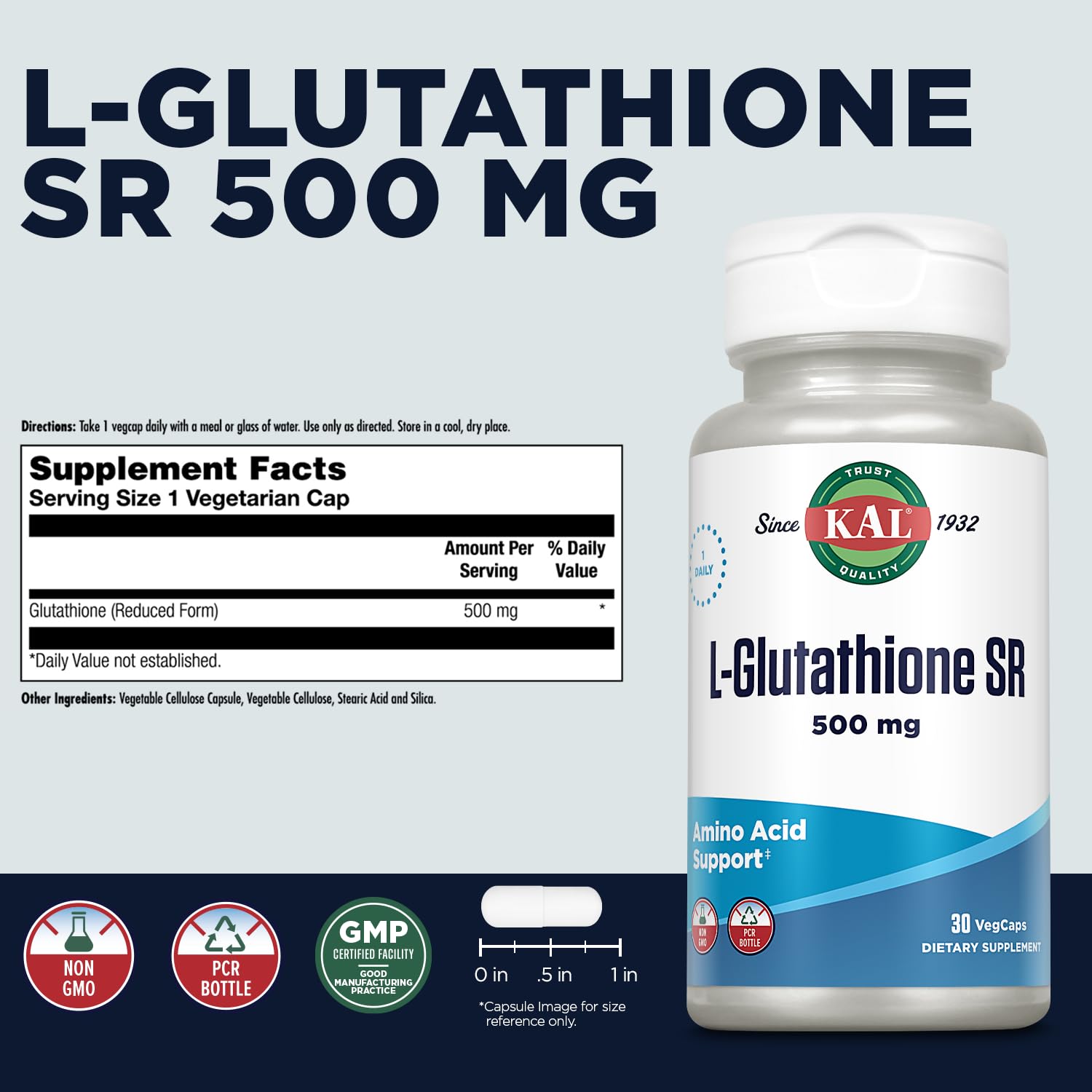 KAL L-Glutathione SR bottle back label