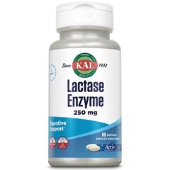 Front view of KAL Lactase Enzyme 250 mg bottle