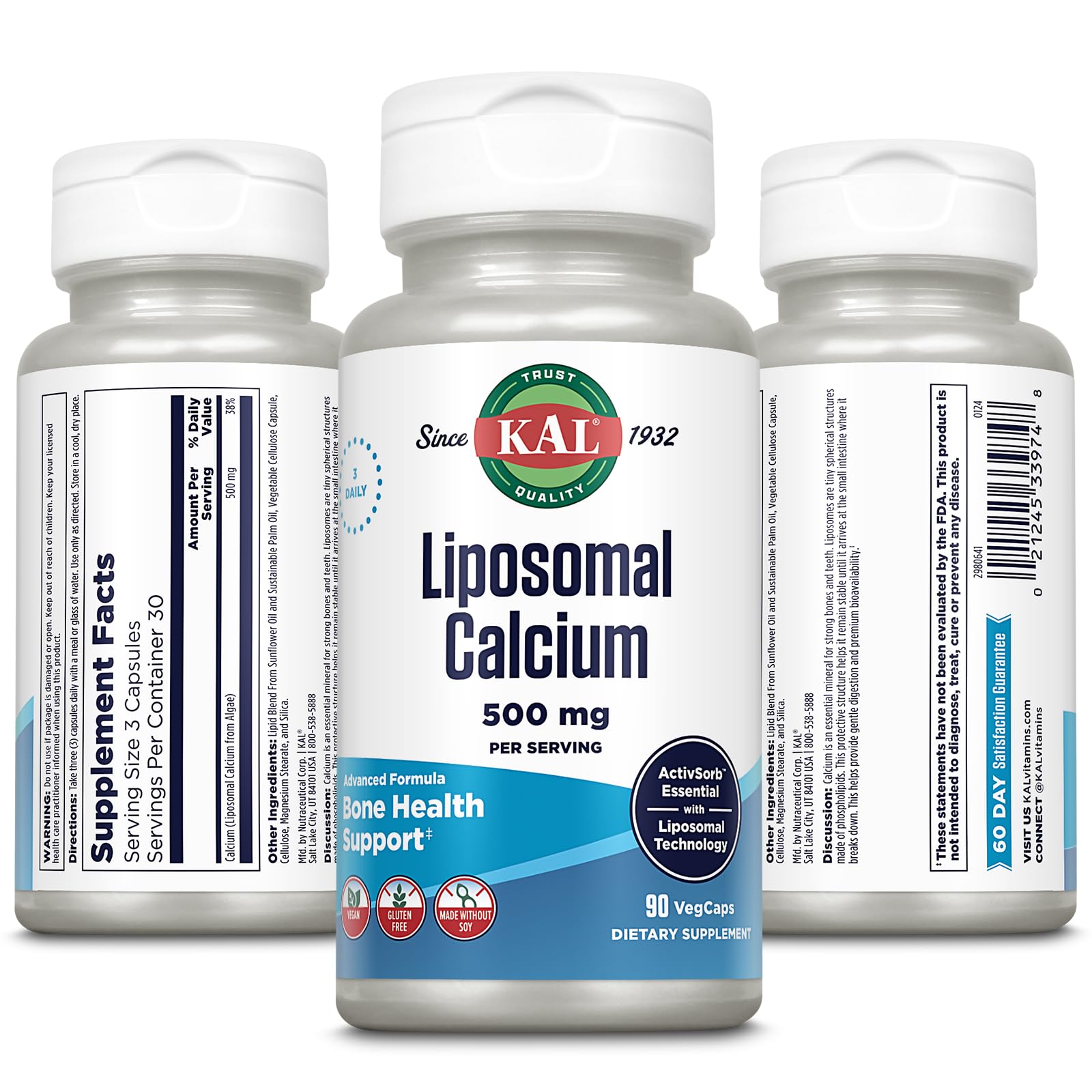 Capsules of KAL Liposomal Calcium 500 mg
