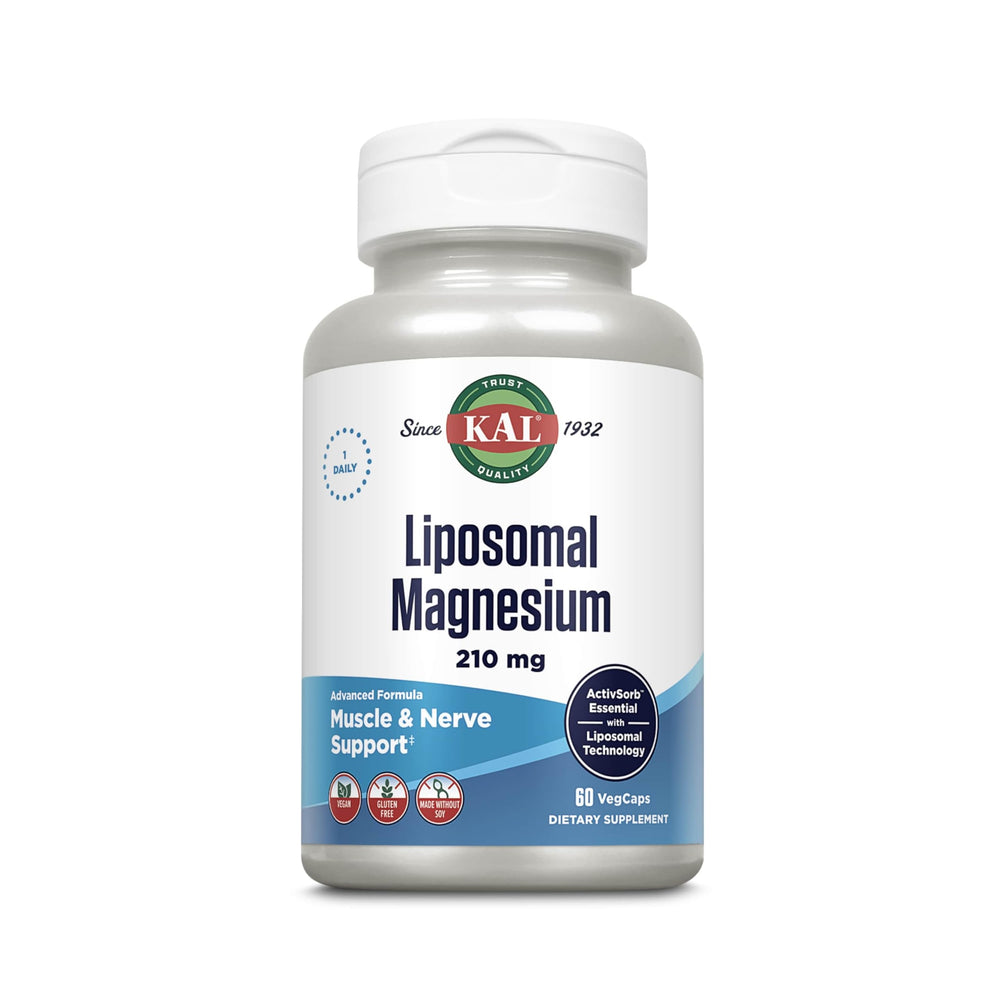 KAL Liposomal Magnesium Oxide 210 mg bottle and packaging