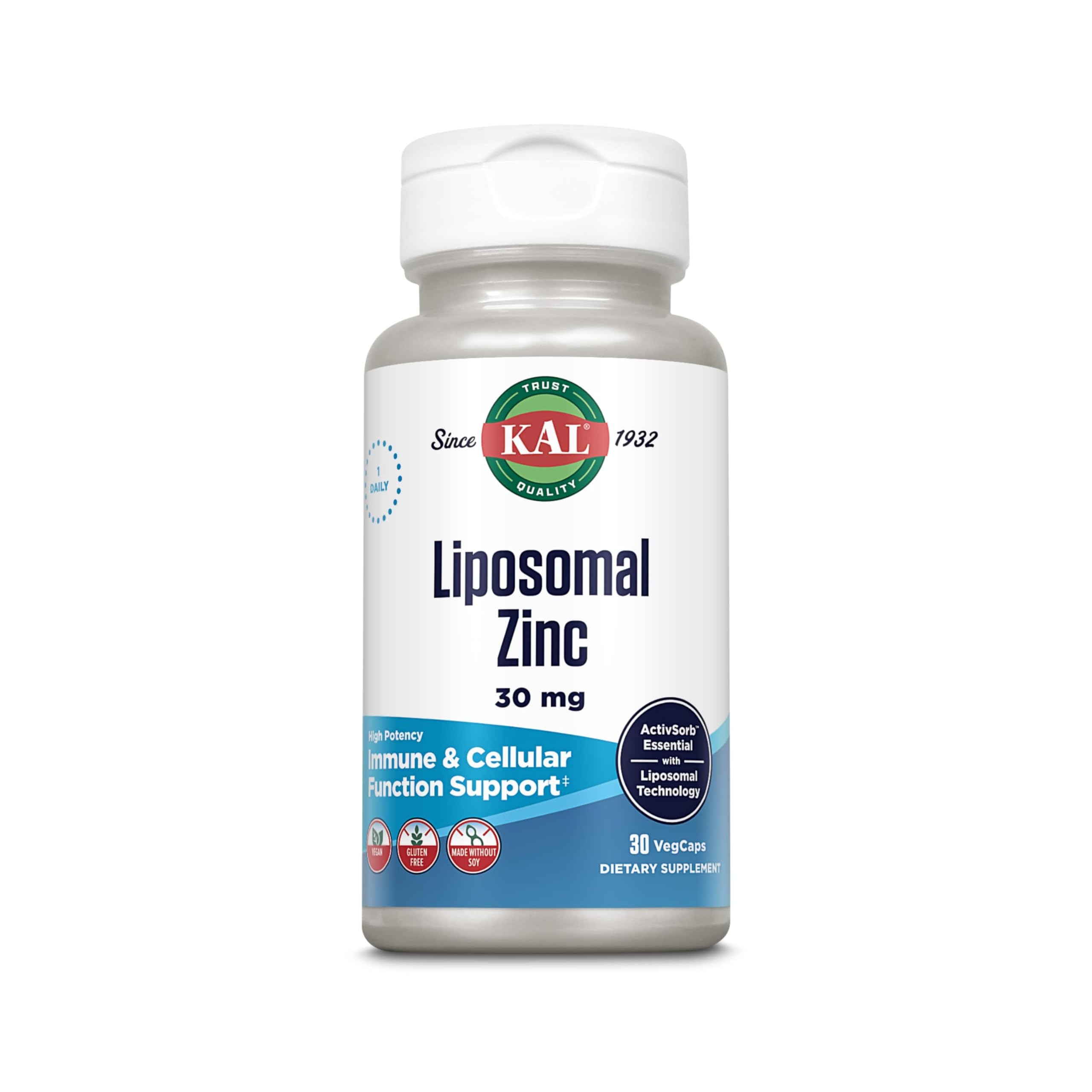 Main product photo of KAL Liposomal Zinc 30mg bottle