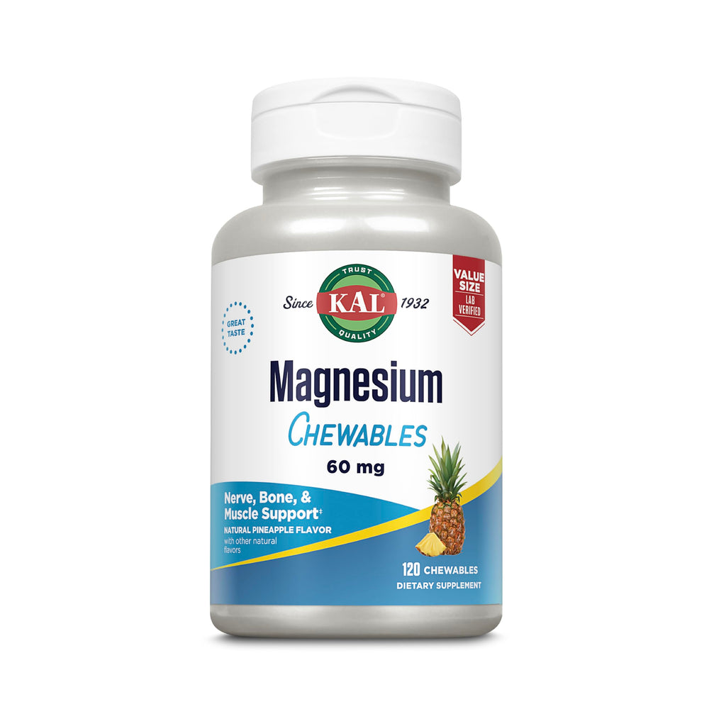 KAL Magnesium Chewables pineapple flavor close-up