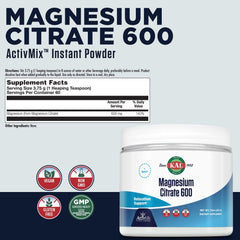Front label of KAL Magnesium Citrate ActivMix Instant Powder