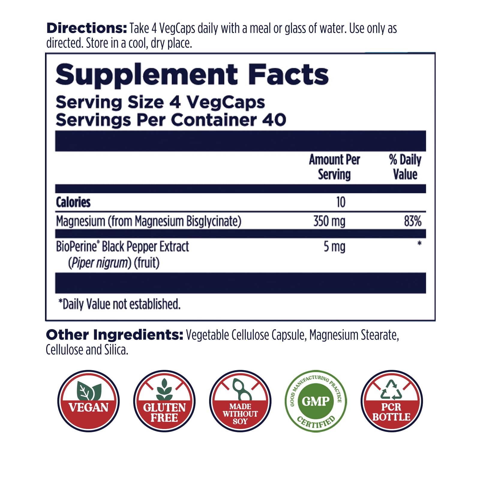 Close-up of magnesium glycinate capsules
