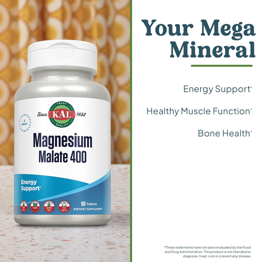 Close-up of magnesium malate tablets