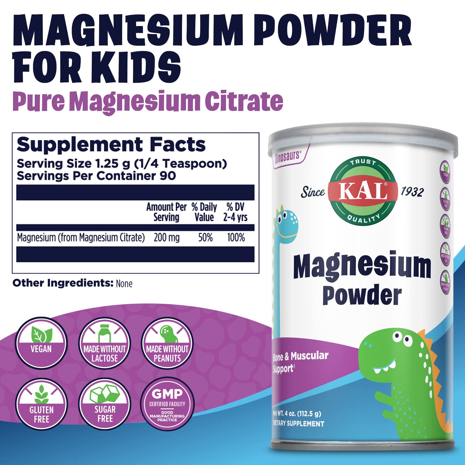 Close up of magnesium citrate powder for kids