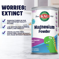 KAL Magnesium Powder packaging showing vegan gluten free sugar free