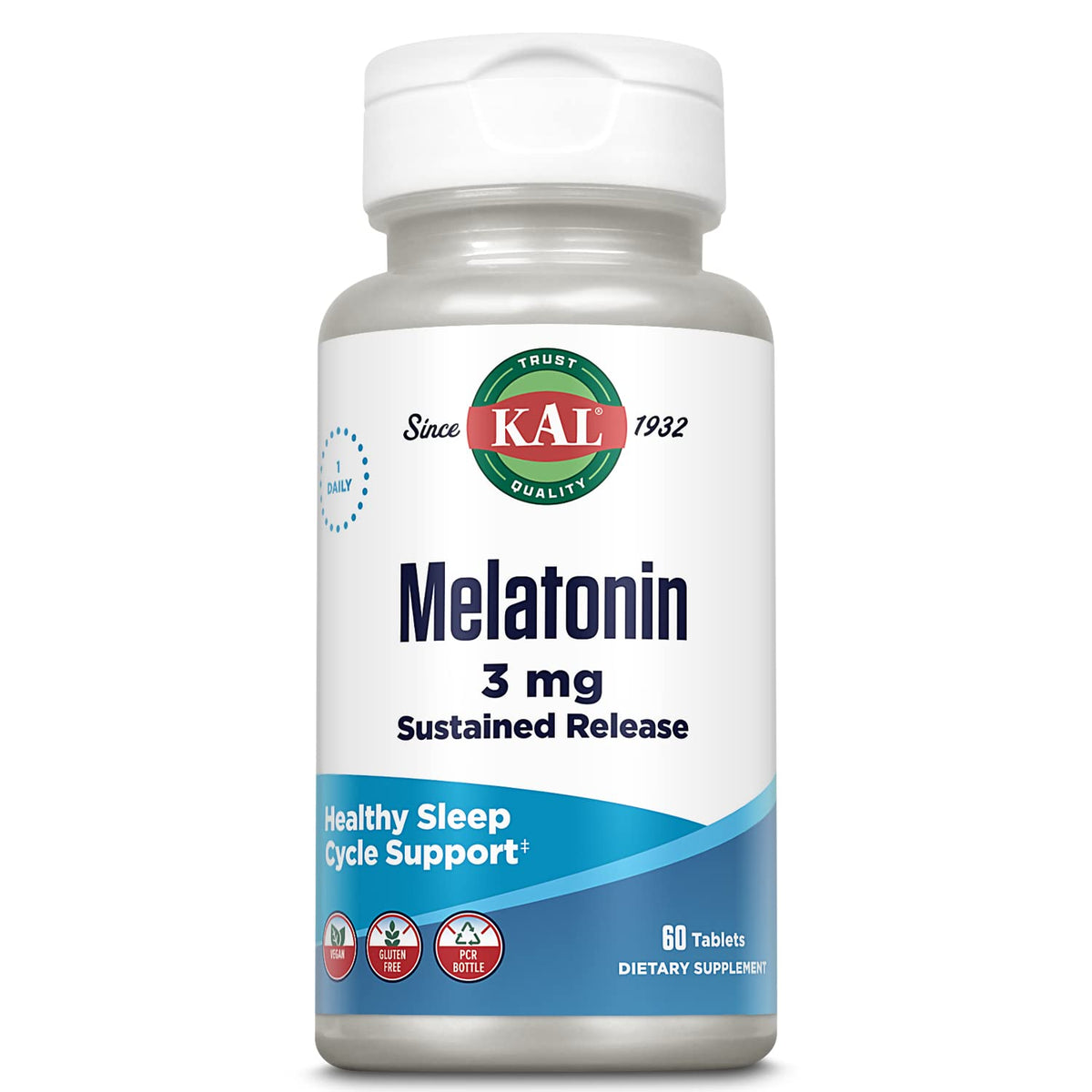 KAL Melatonin 3mg Sustained Release bottle - front view