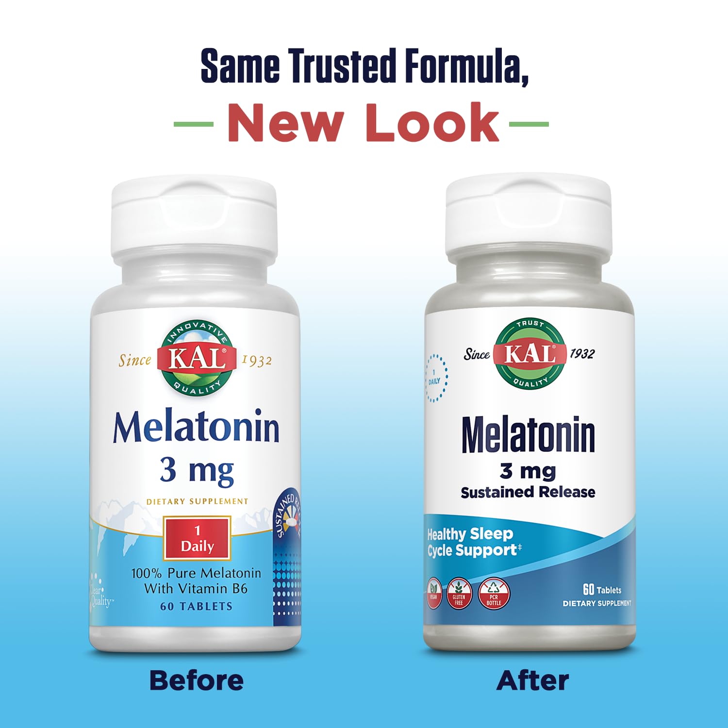 KAL Melatonin 3mg bottle - product packaging side