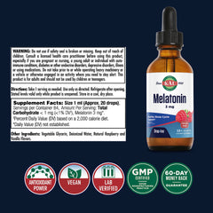 Close-up of Melatonin DropIns bottle label showing 3 mg per serving