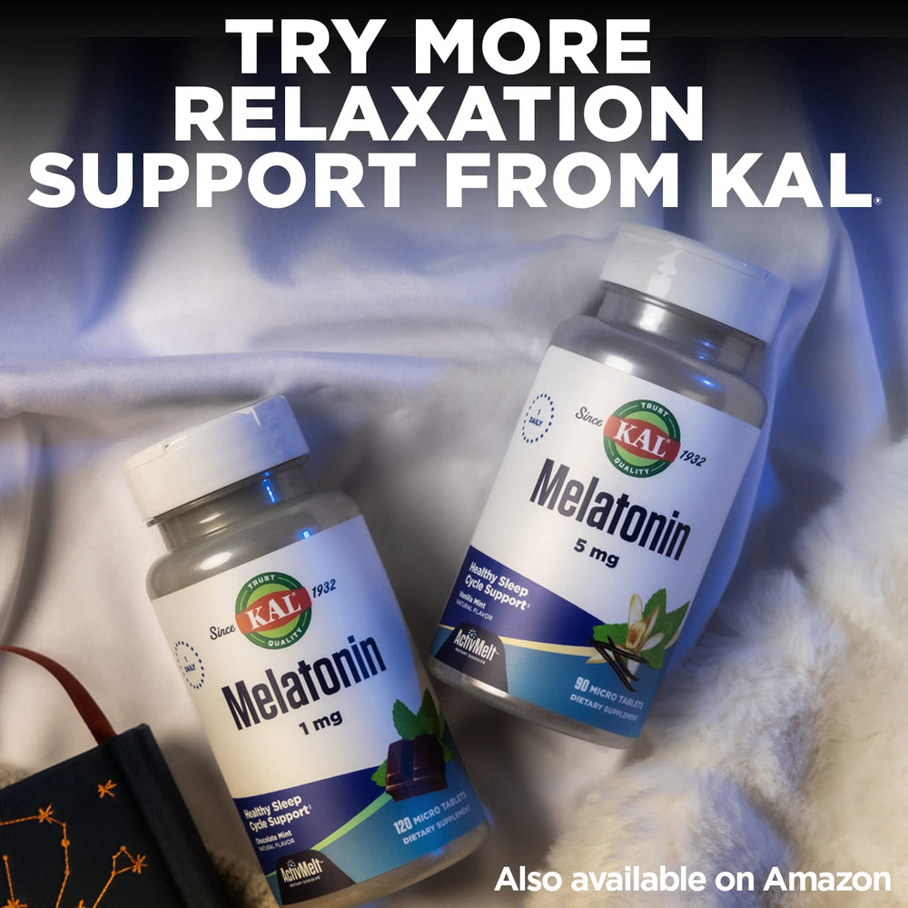 Serving size and flavor details for KAL Melatonin DropIns