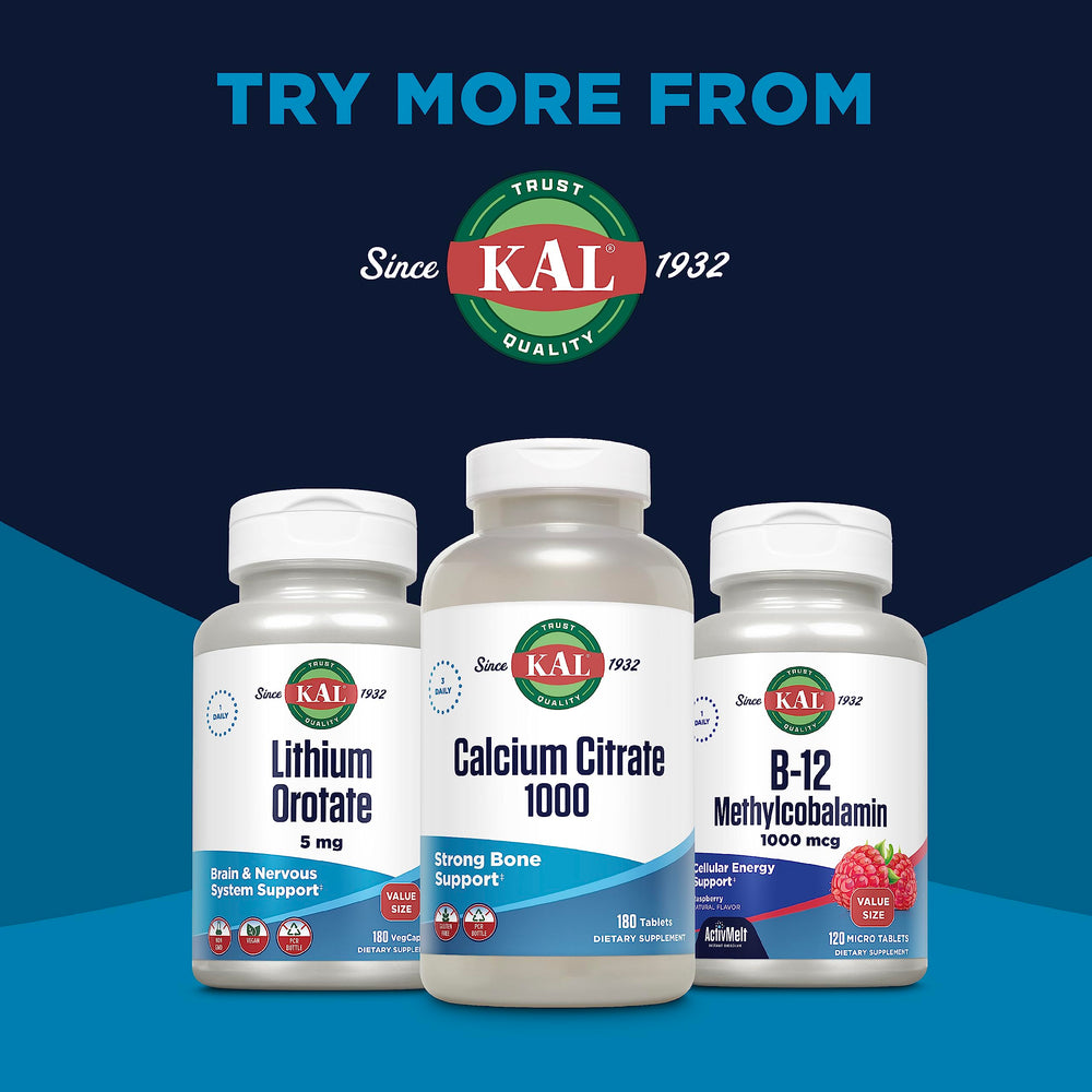 3 oz bottle of KAL Melatonin DropIns next to glass of water