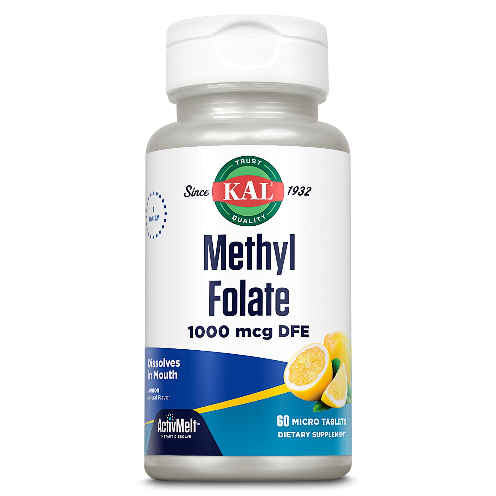 KAL Methyl Folate 1000 mcg bottle front view