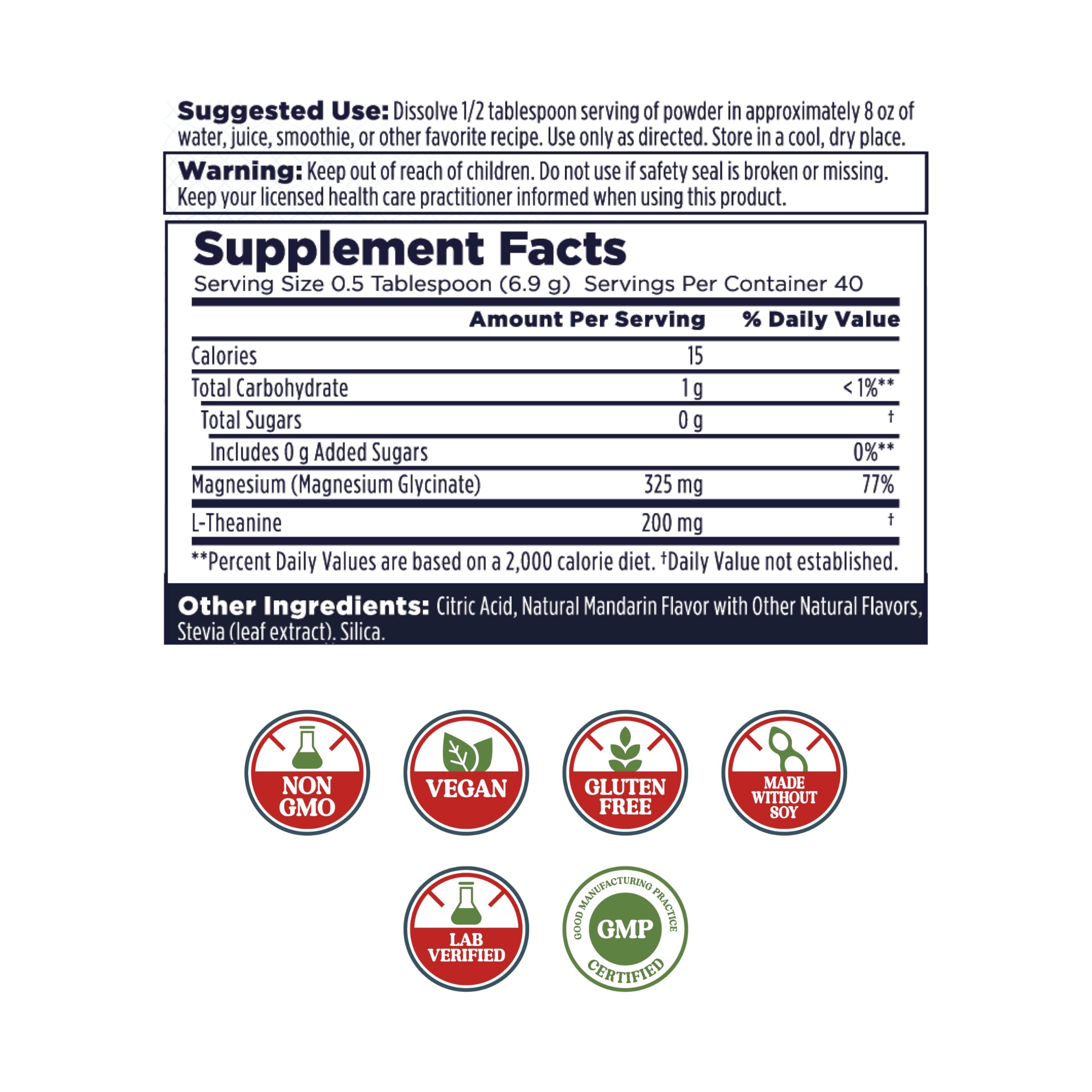 Scoop of Mandarin magnesium glycinate powder