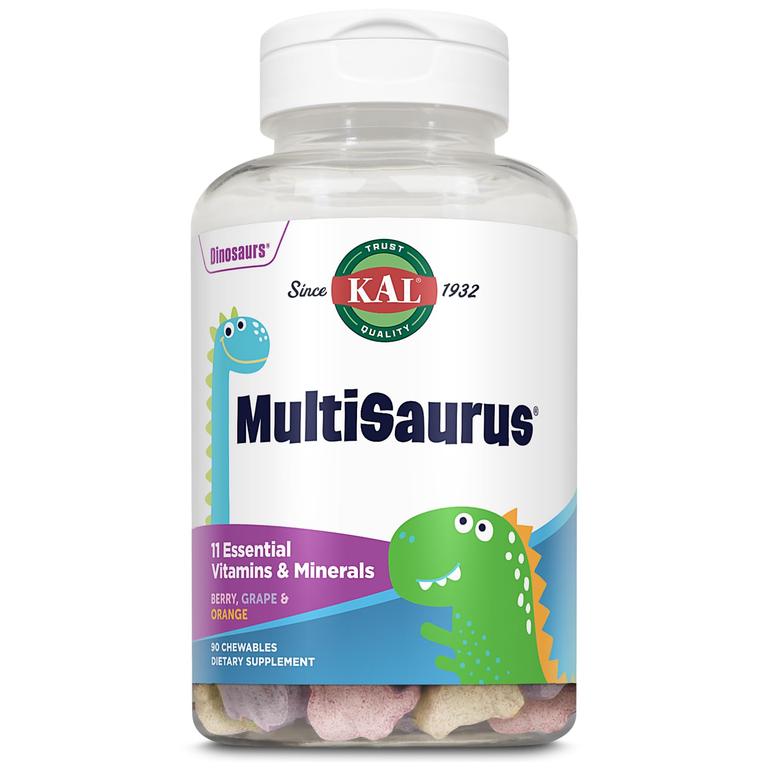 KAL MultiSaurus Berry flavored kids chewable multivitamin