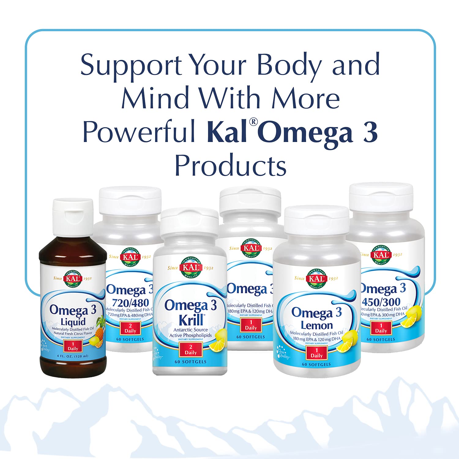 Ingredients and supplement facts panel for KAL Omega-3
