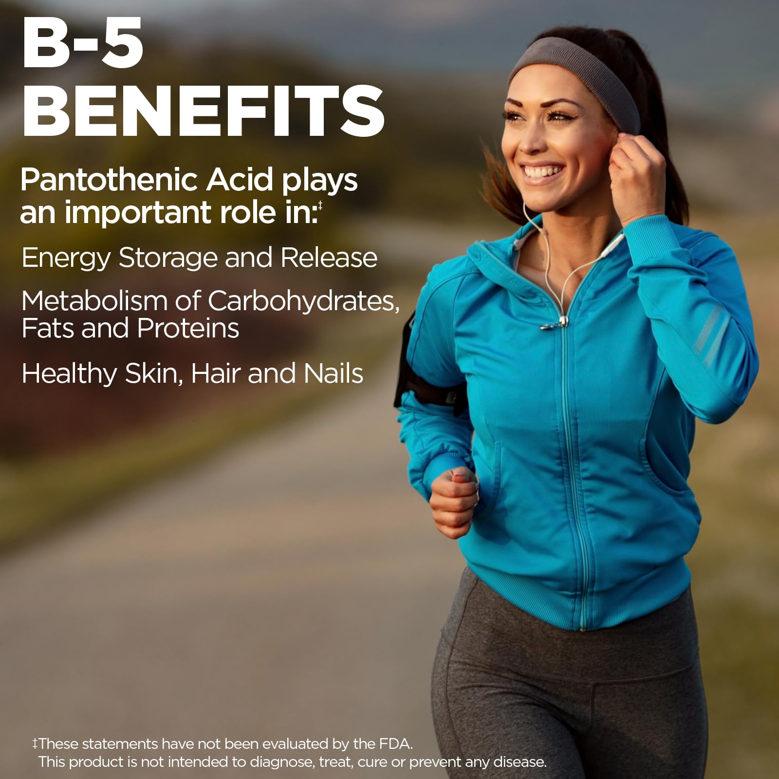 Pantothenic Acid 1000mg tablets on white background