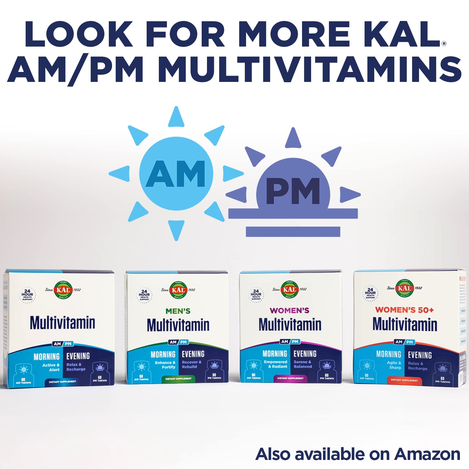 Nutrient chart showing key vitamins and minerals in KAL Plus 50+