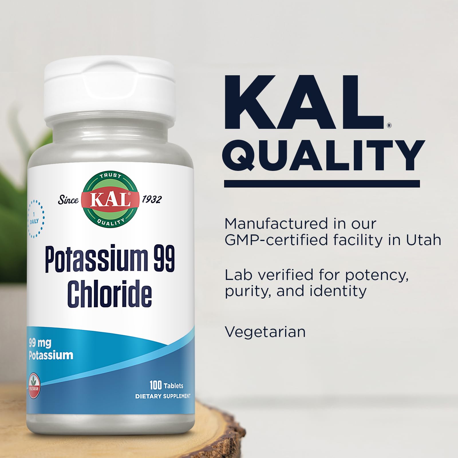 KAL Potassium Chloride 99mg bottle on display
