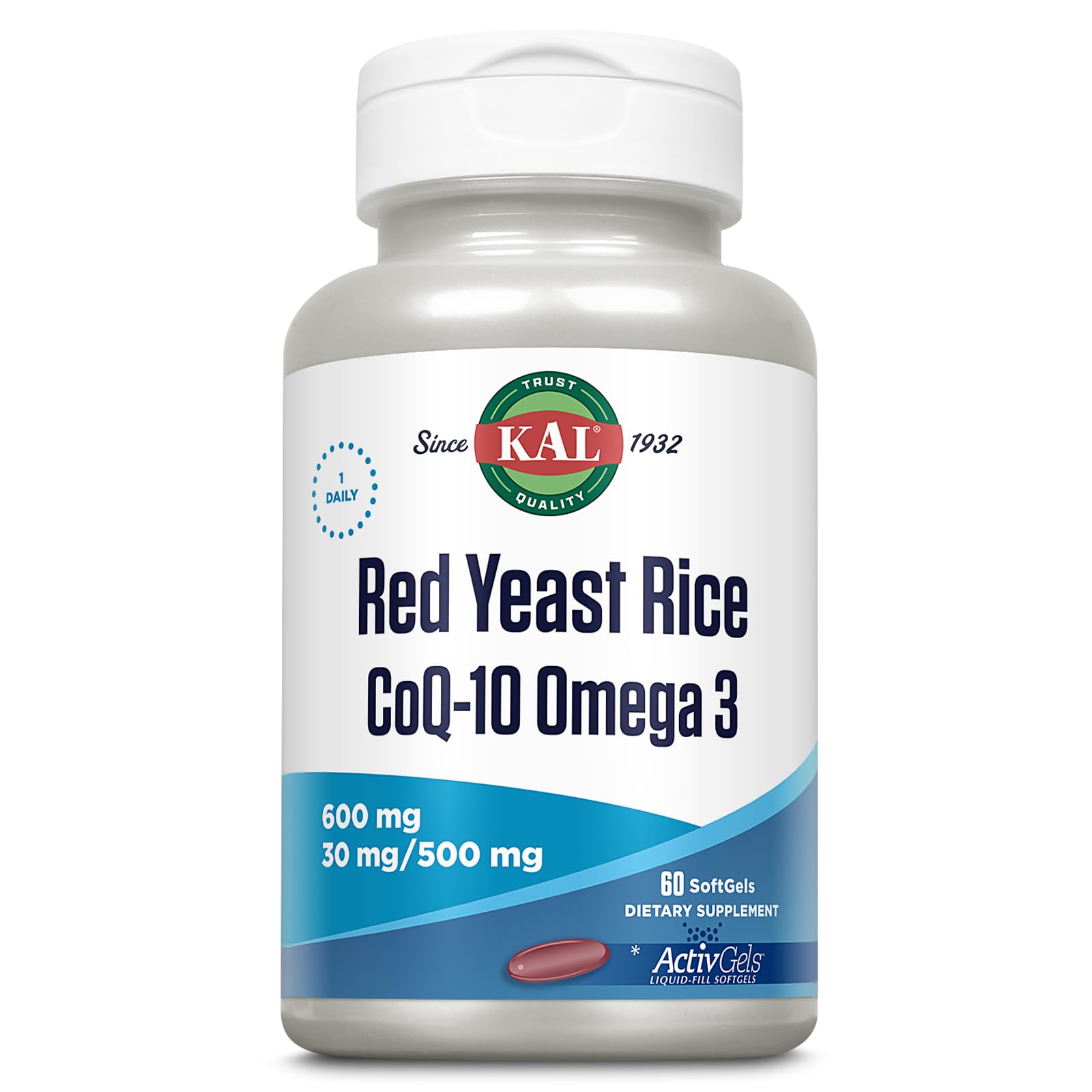 KAL Red Yeast Rice COQ10 Omega-3 bottle front view