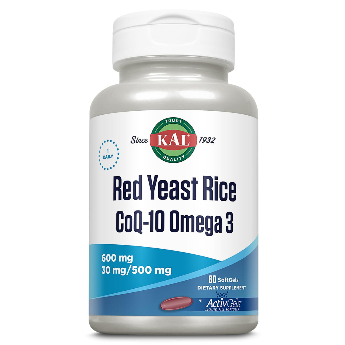 KAL Red Yeast Rice COQ10 Omega-3 bottle - 60 count