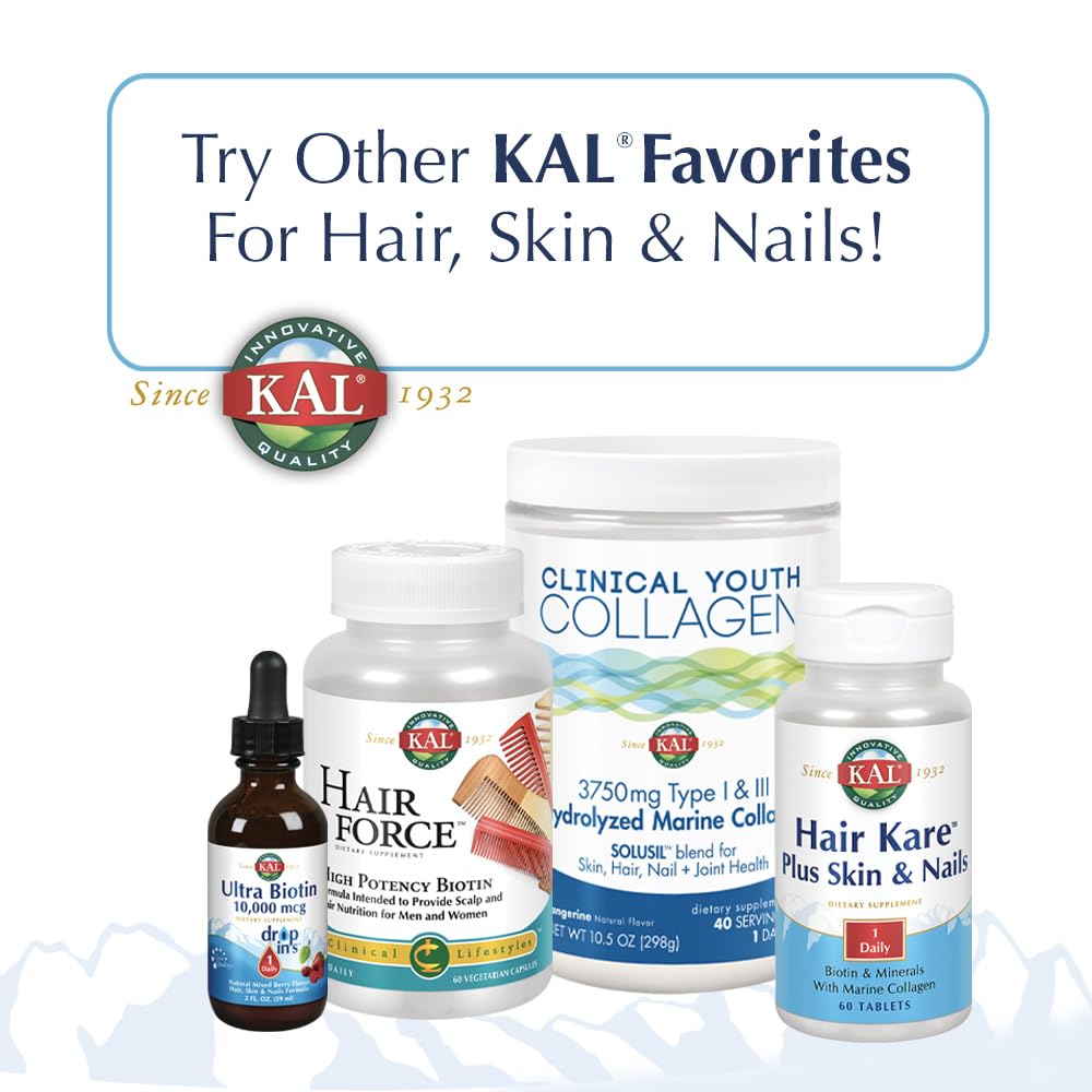 Nutritional facts panel on the KAL Silica Plus bottle