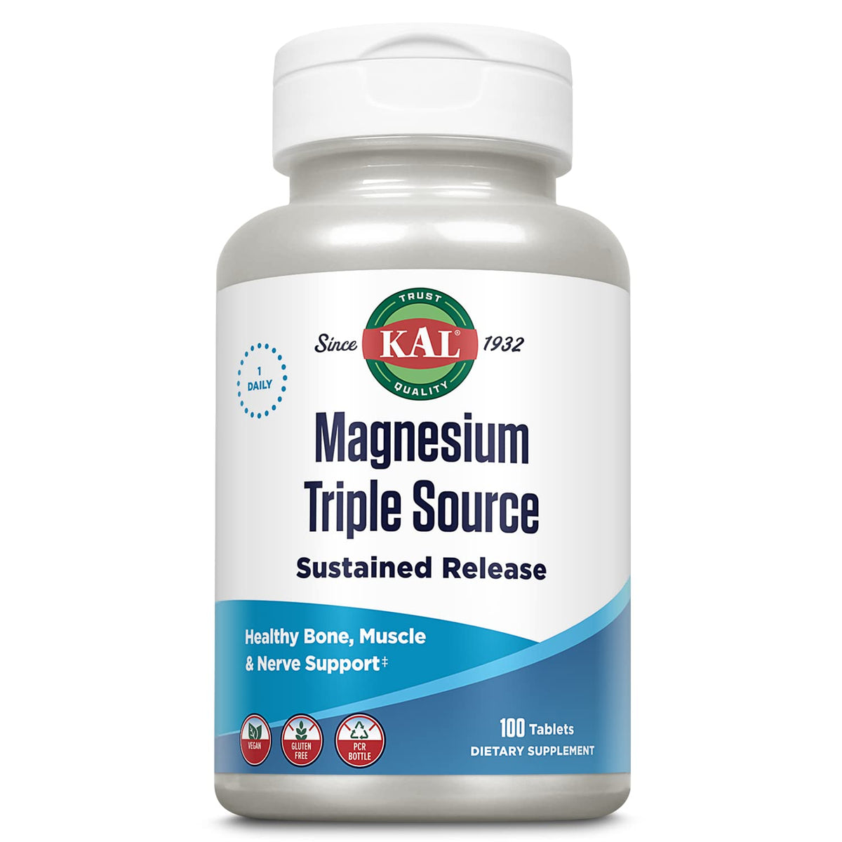 Bottle of KAL Triple Source Magnesium Complex with label
