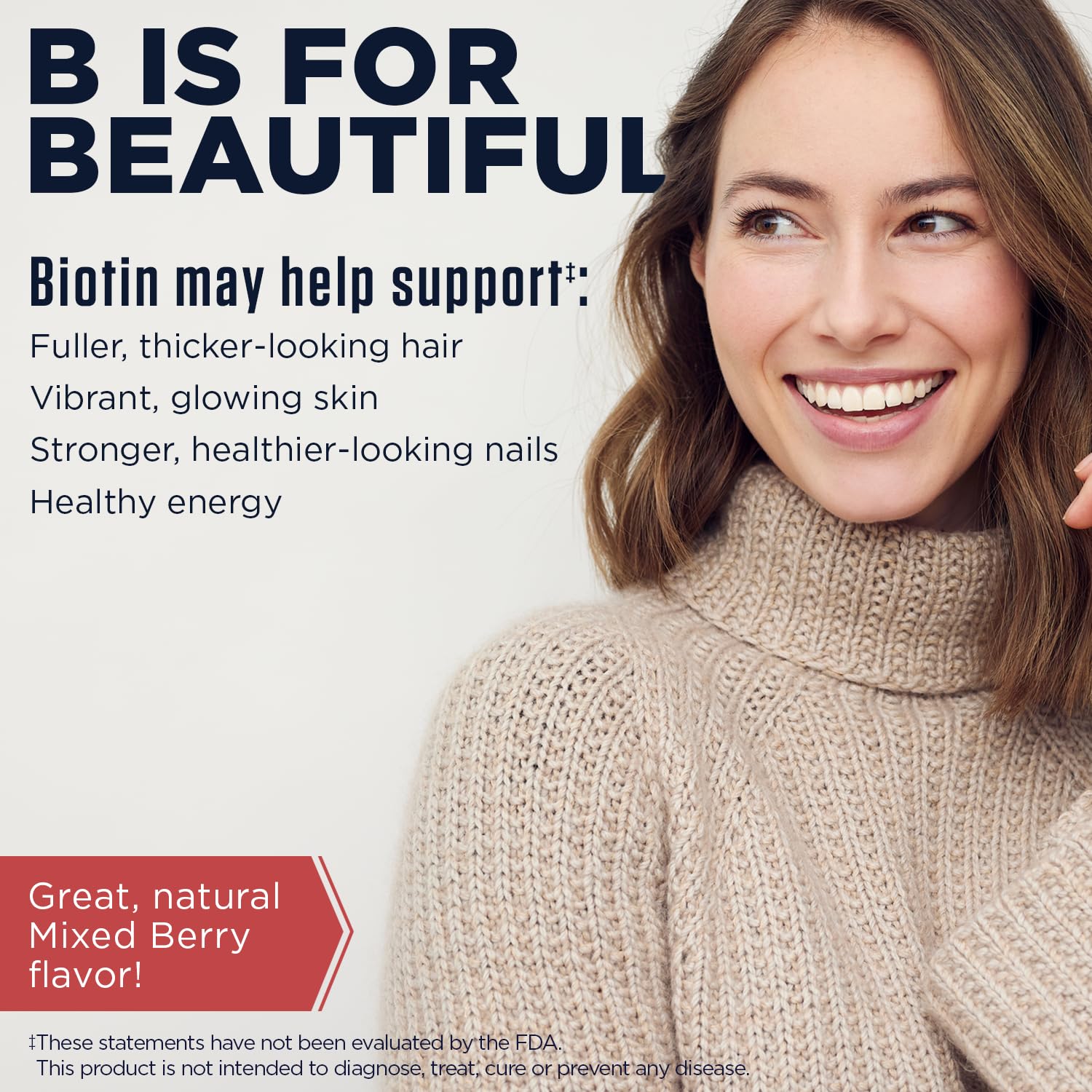 Illustration of hair, skin and nails benefiting from Biotin