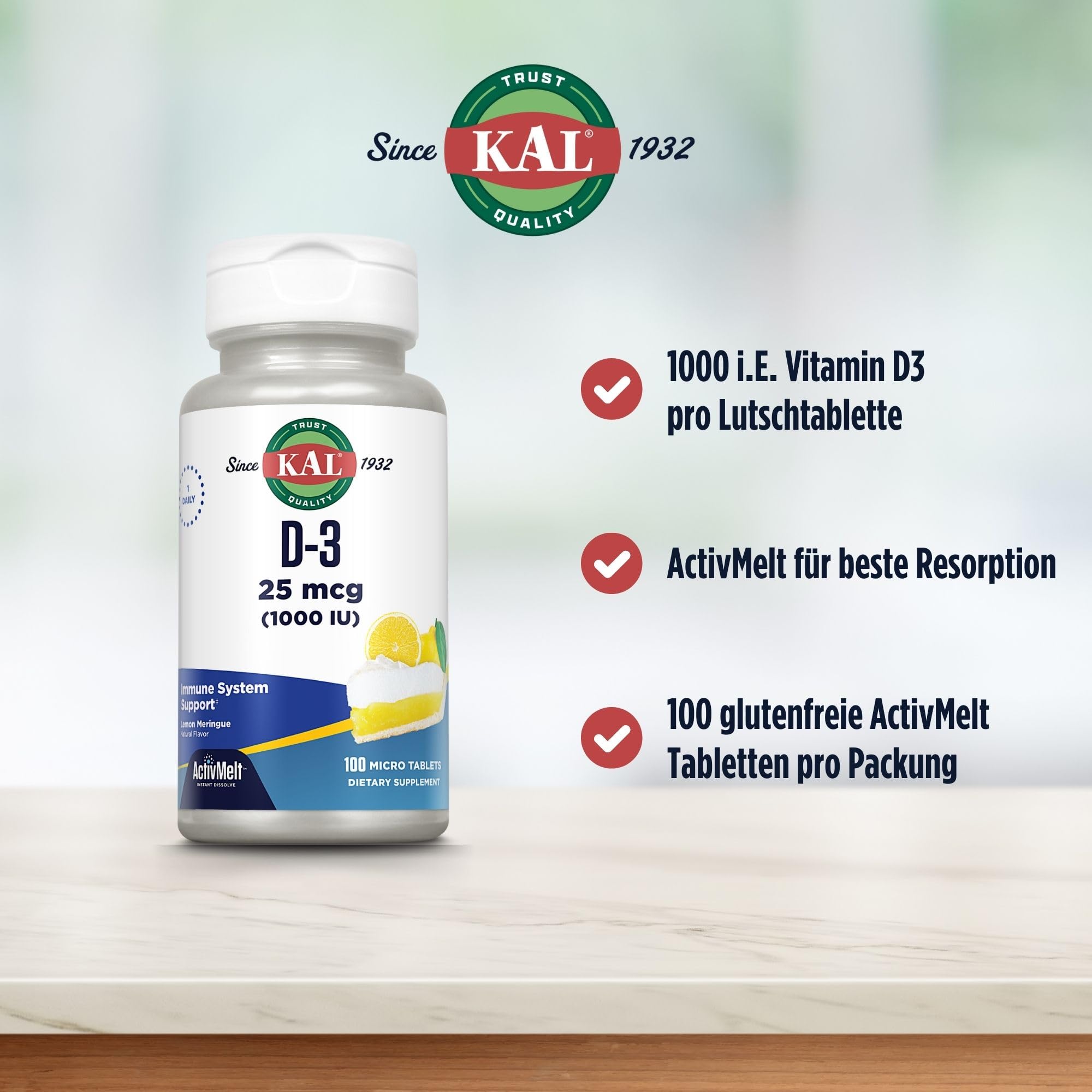 KAL Vitamin D-3 ActivMelt micro tablets for immune and bone health