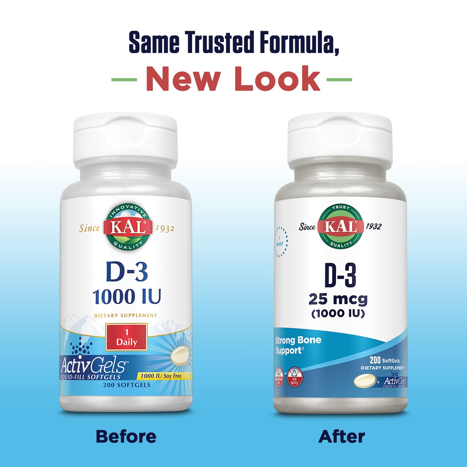 Kal Vitamin D3 ActivGel bottle back label