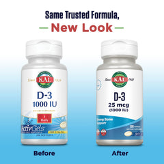 Kal Vitamin D3 ActivGel bottle back label