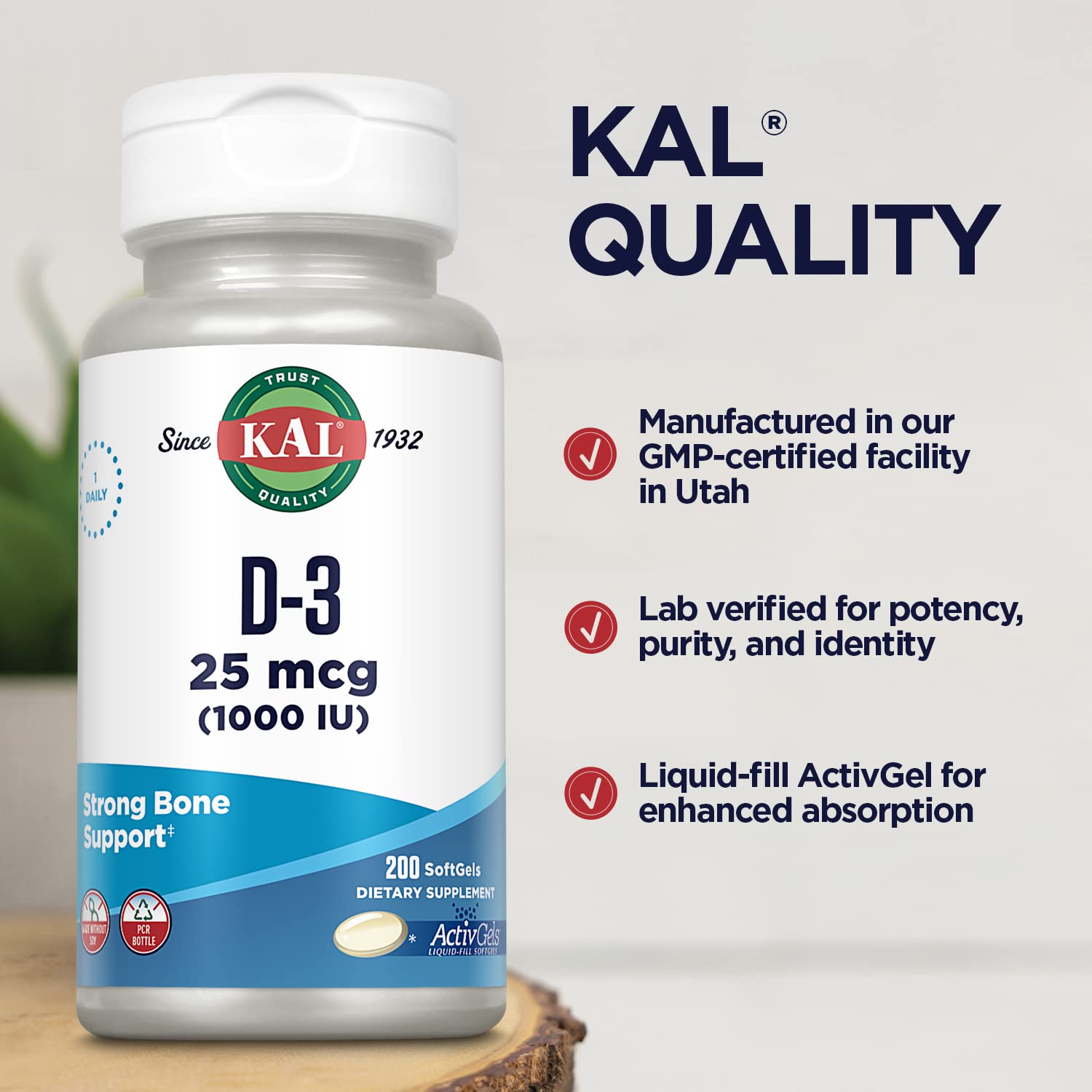 Ingredients label for Kal Vitamin D3 ActivGel