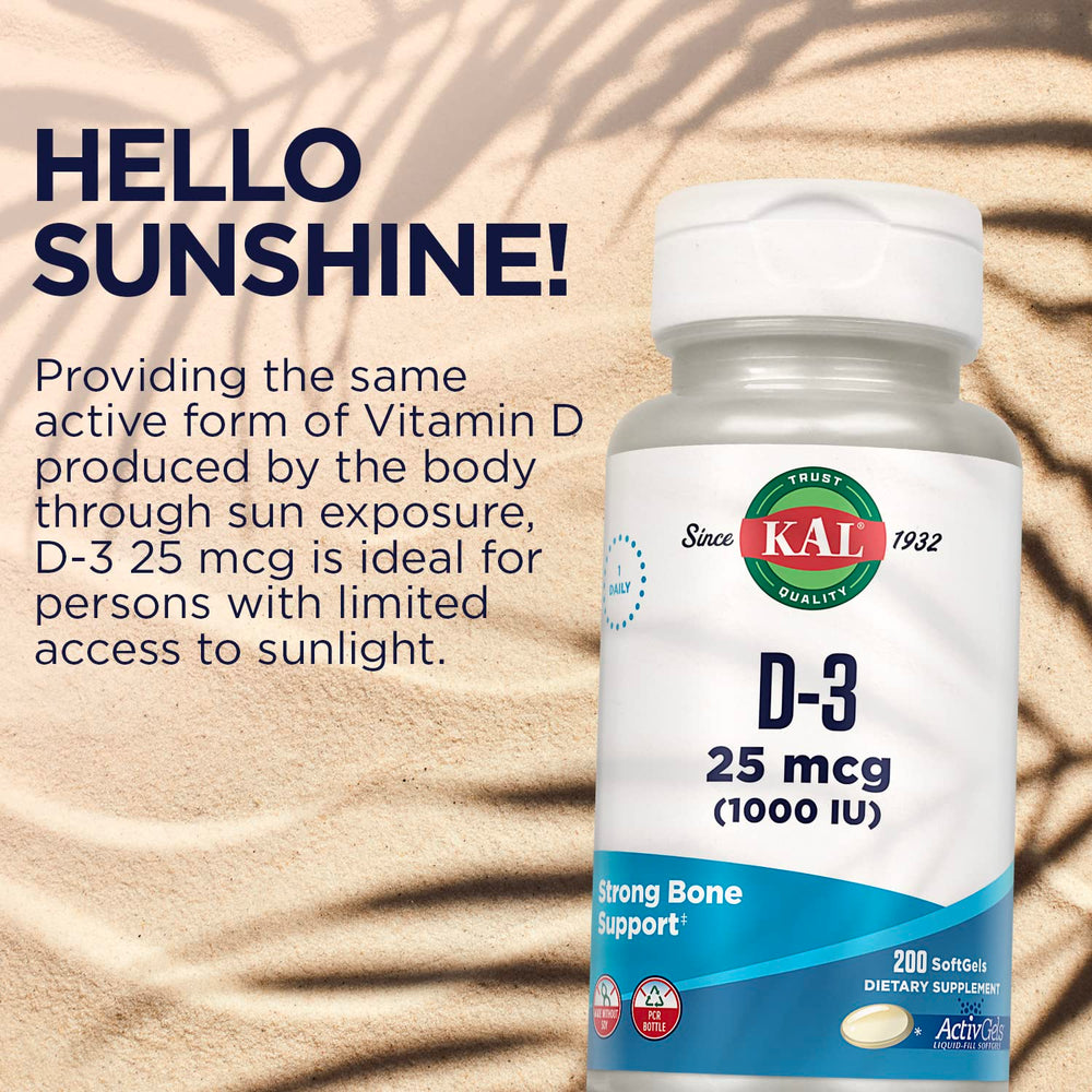 Serving size graphic for Kal Vitamin D3 ActivGel