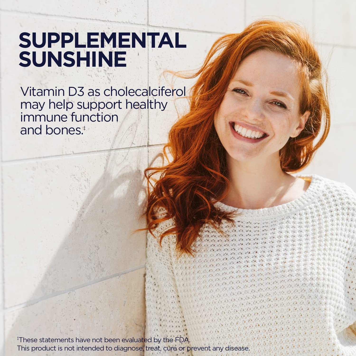 Immune support and bone health messaging on bottle