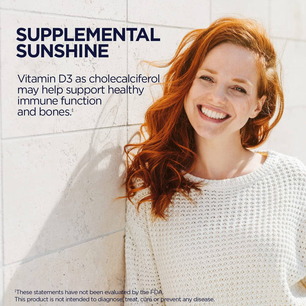 Immune support and bone health messaging on bottle