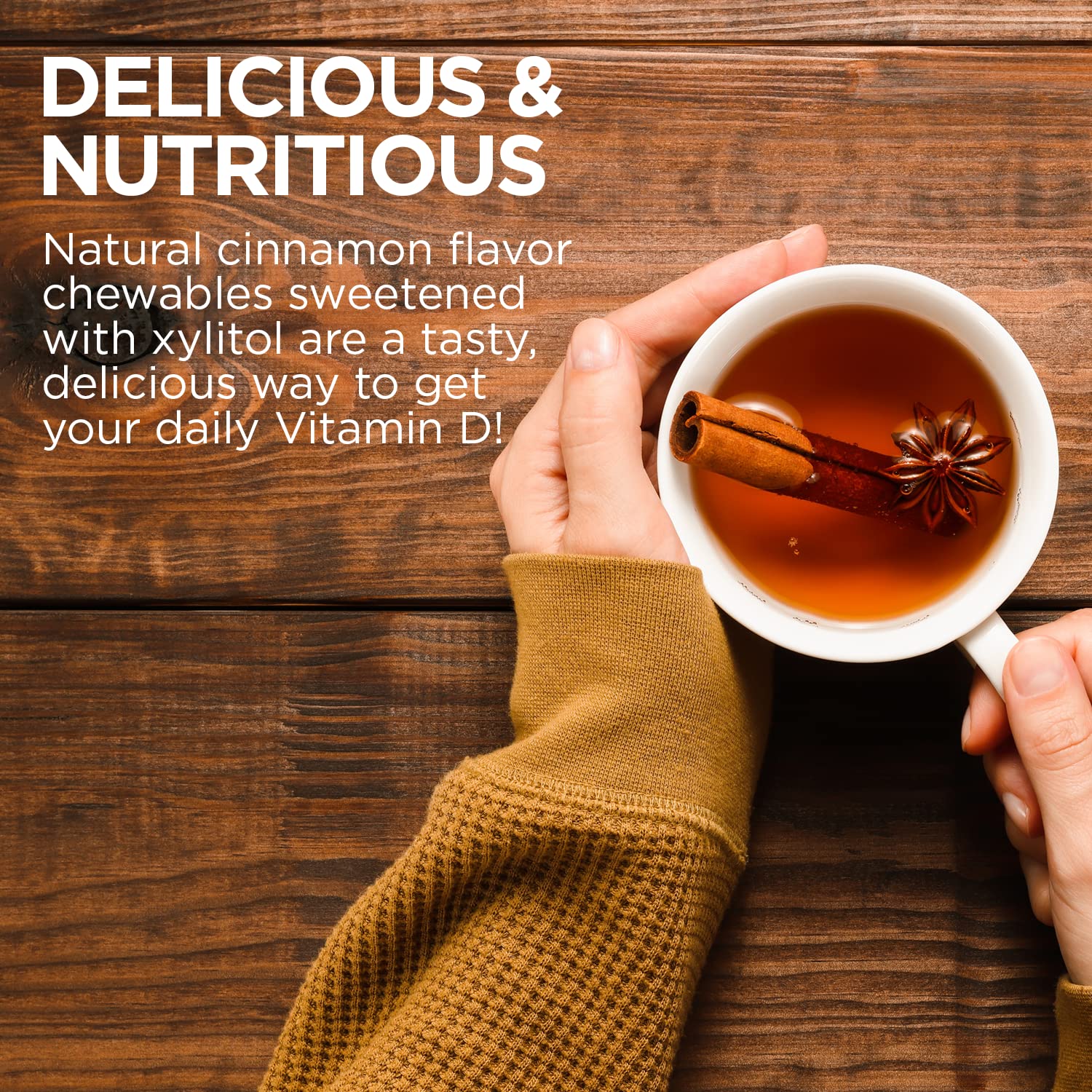 Bottle label highlighting 200 servings and 200 chewables