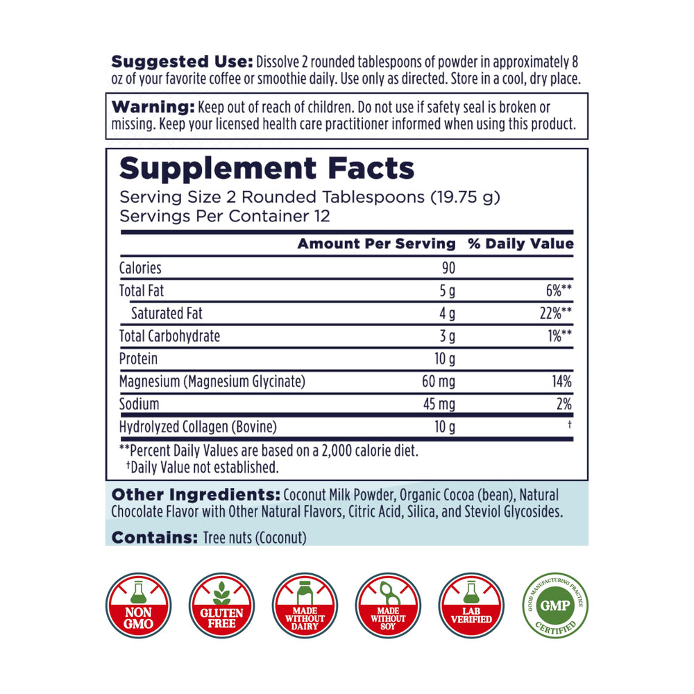 Mocha collagen creamer poured into coffee