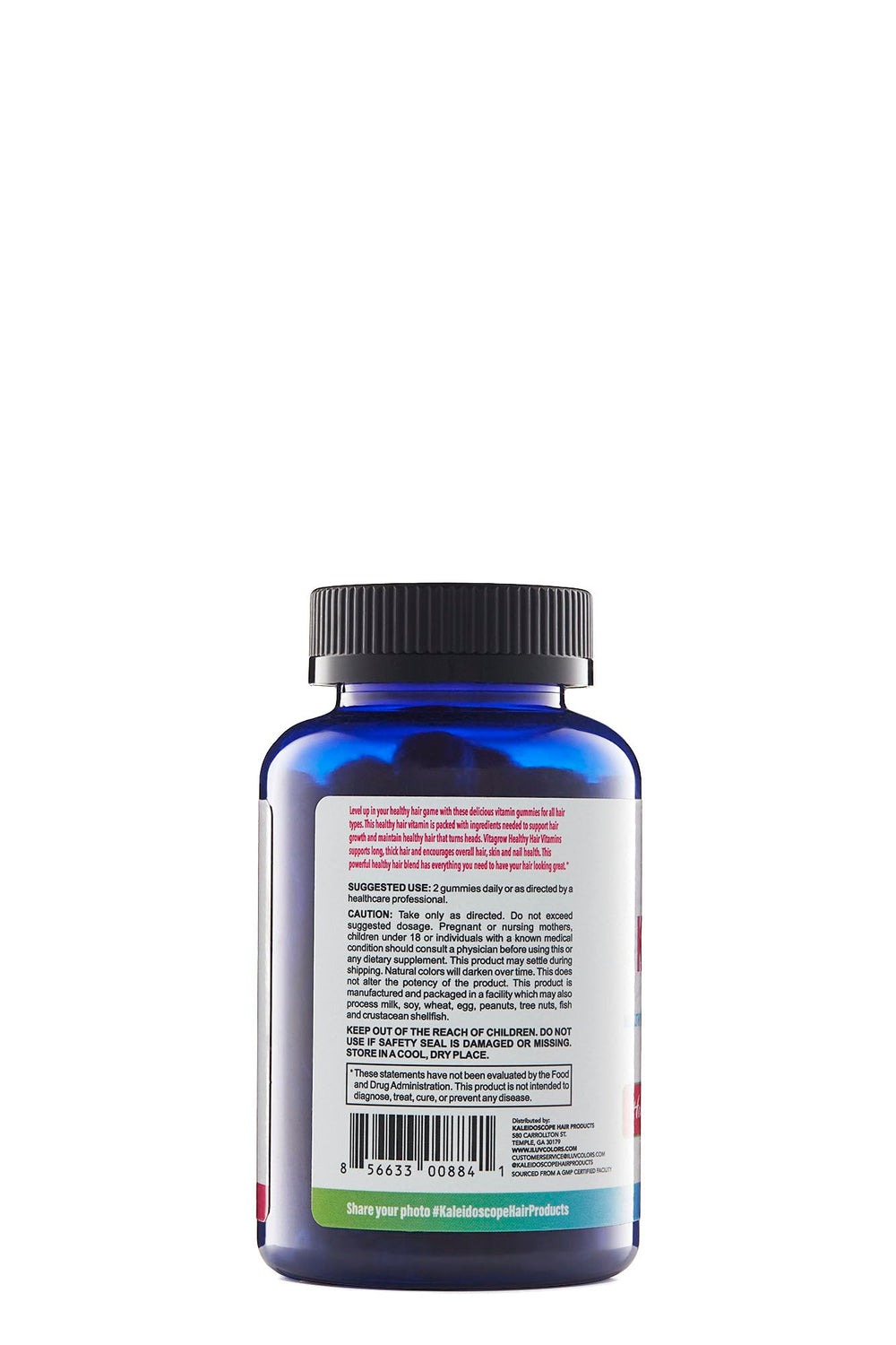 Healthy hair lifestyle image featuring Kaleidogrow bottle