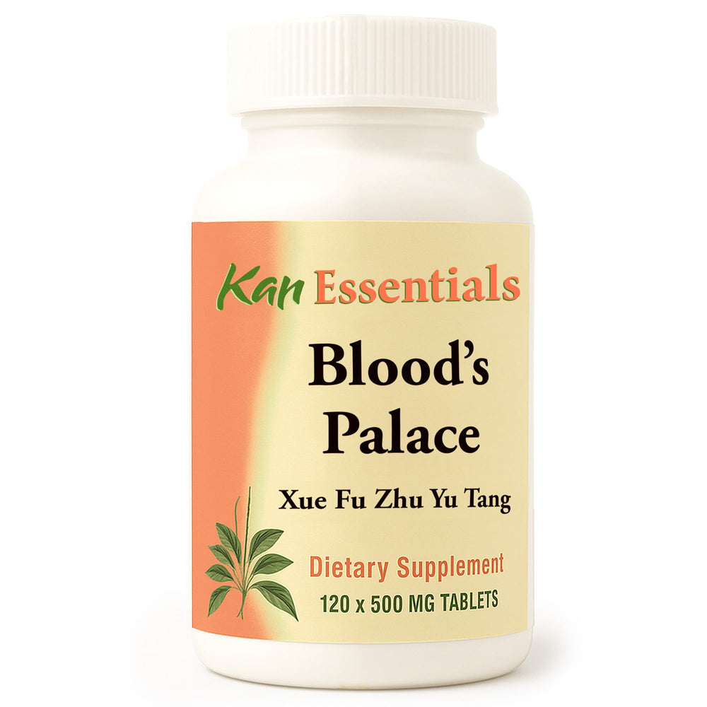 Blood's Palace 120 tabs bottle label with Kan Essentials branding