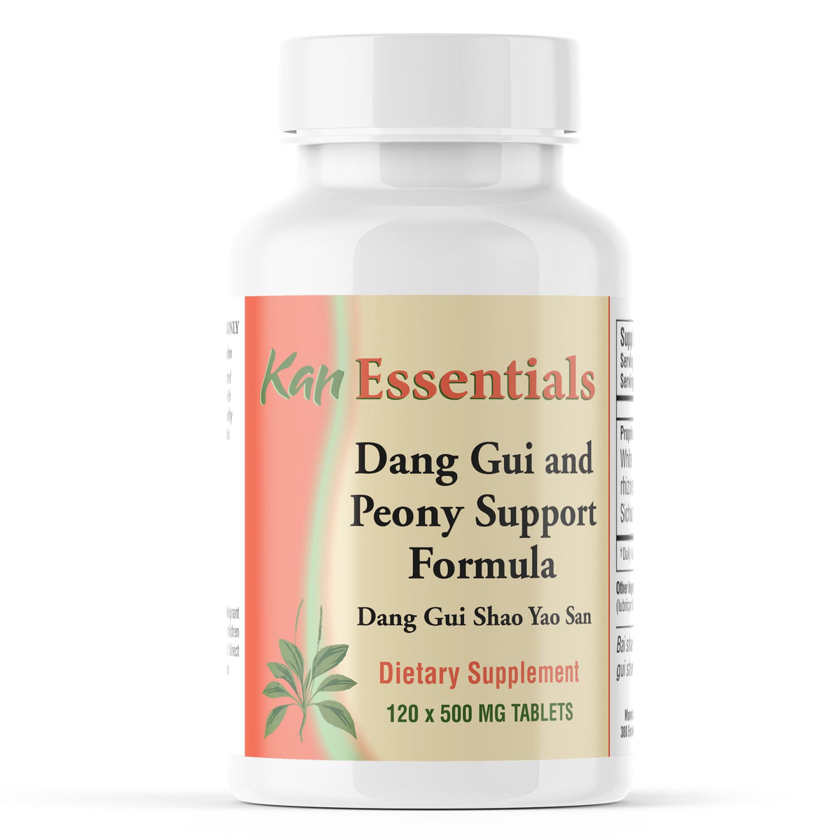 Product label: Kan Herb Essentials Dang Gui and Peony for pets (120 tabs)