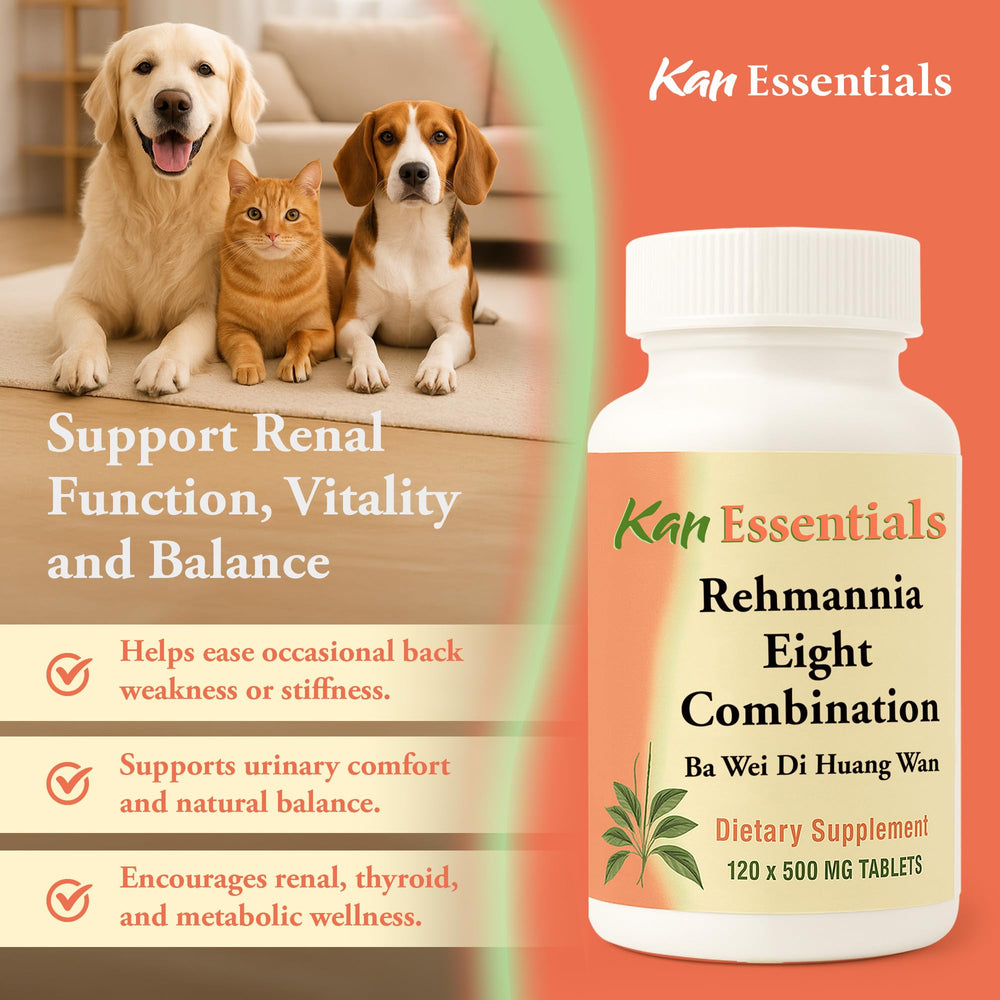 Close-up label of Kan Herb Rehmannia Eight herbal blend