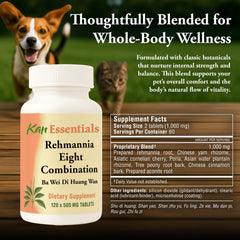 Dosing guidance for pets using Kan Herb Rehmannia Eight