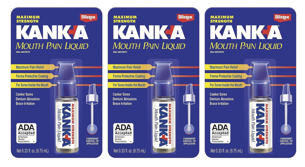 Kank-A Mouth Pain Liquid bottles with integrated applicator (pack of 3)