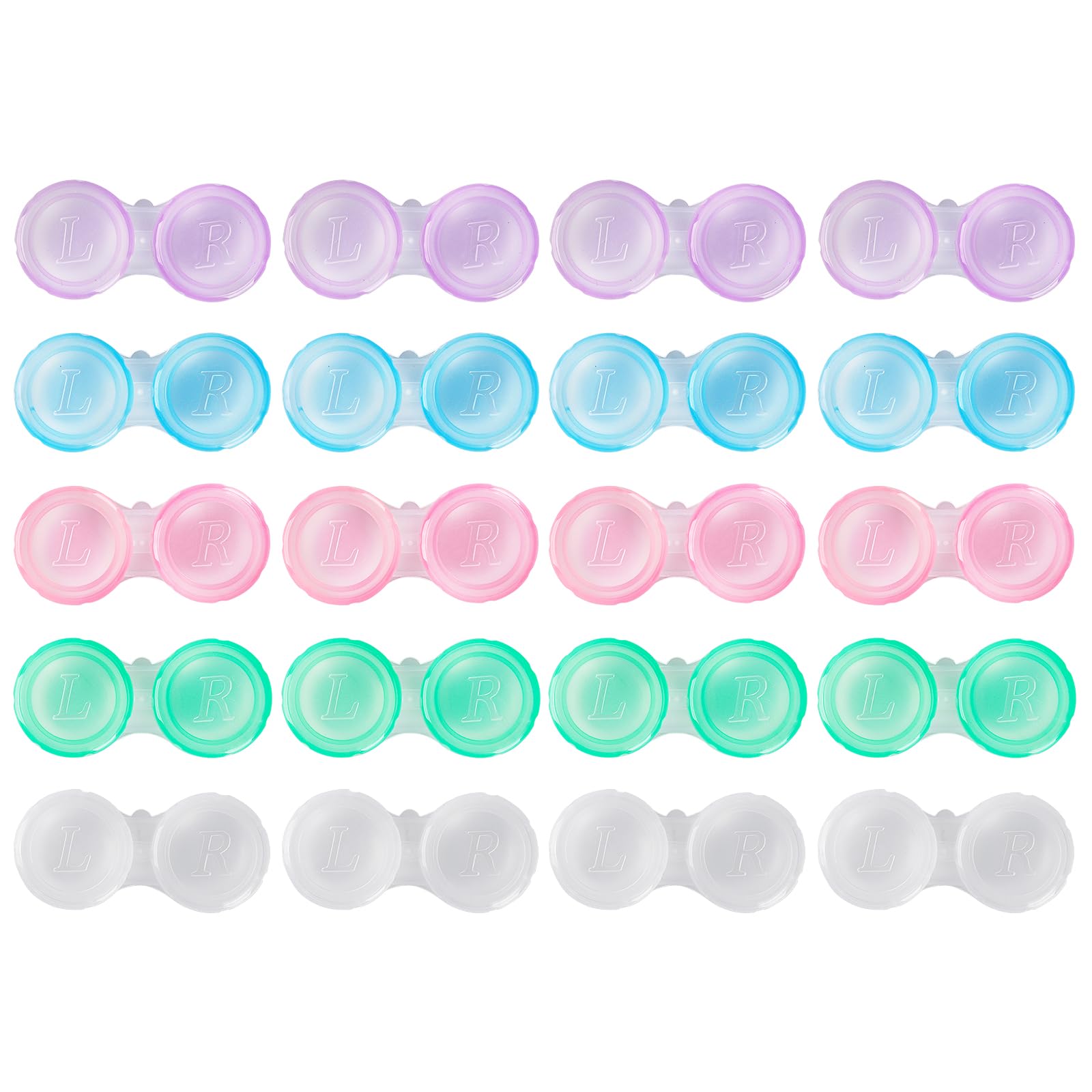 KAOPET 20-pack contact lens cases showing transparent and colored options