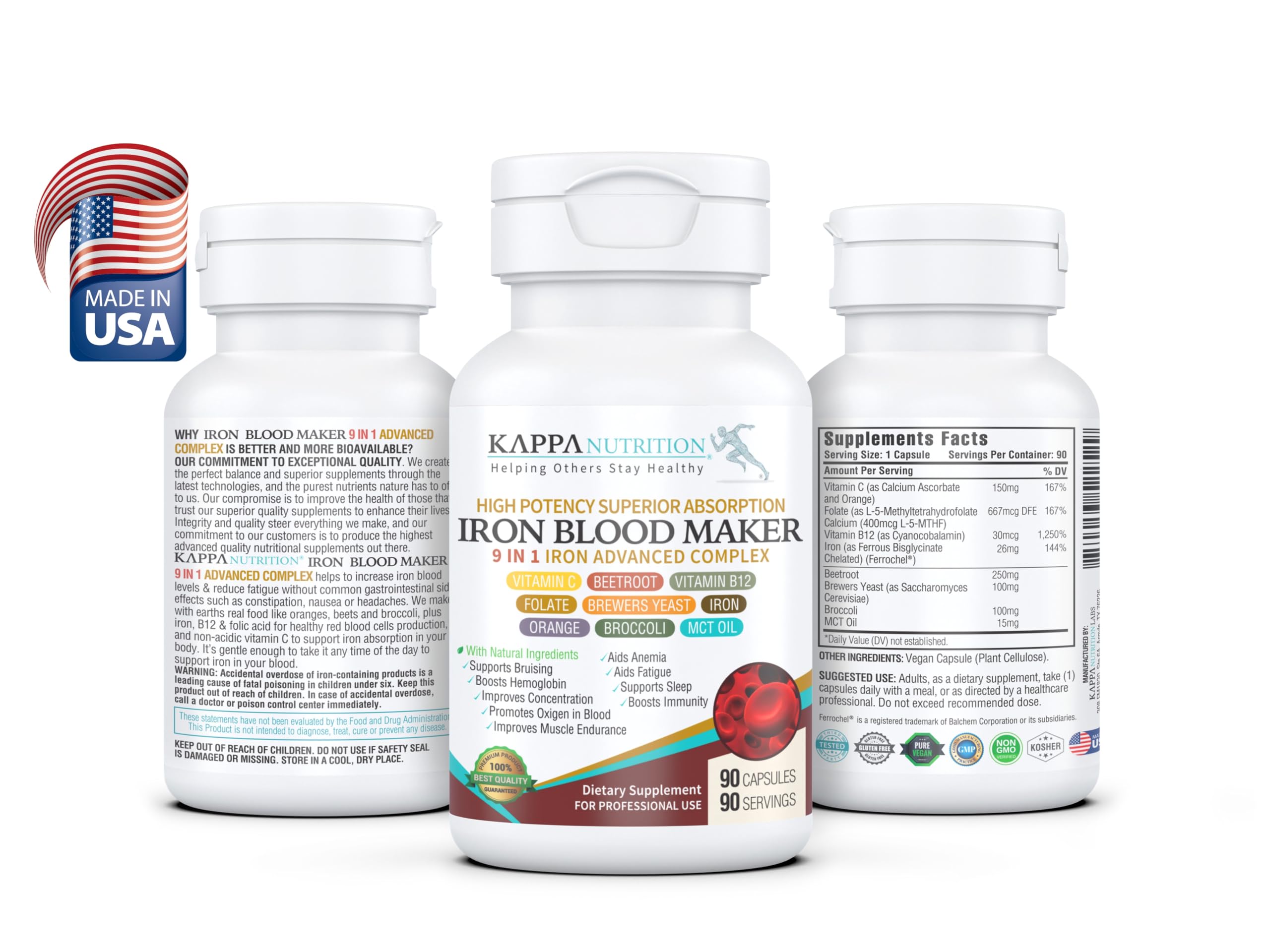 Product label for KAPPA NUTRITION Iron Blood Maker 9-in-1