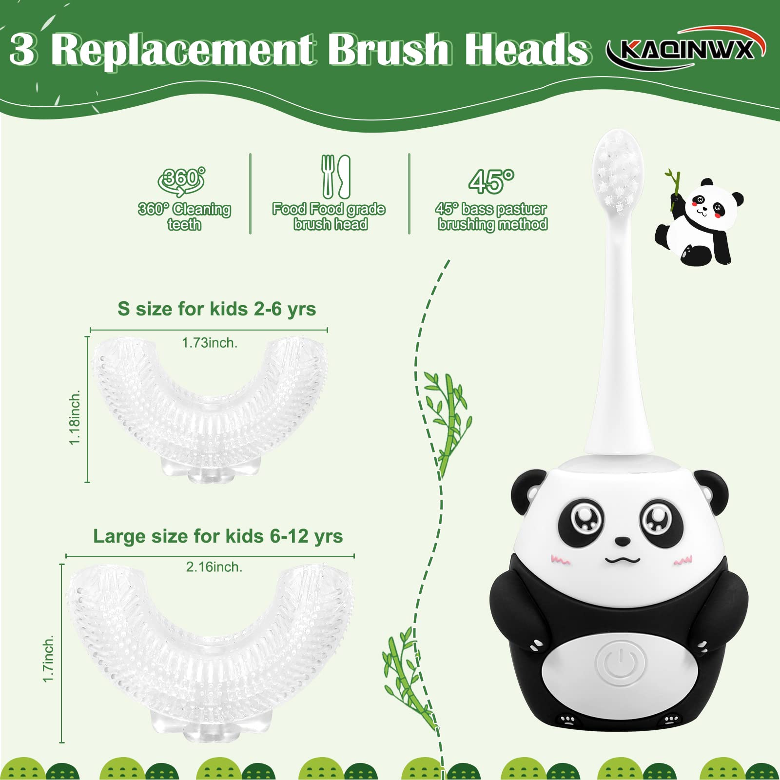 Three soft silicone brush heads included